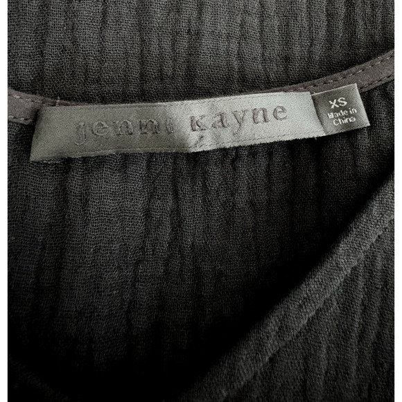 JENNI KAYNE Cypress Shift Dress Size XS Black Gauze Cotton Minimalist Lagenlook - Picture 2 of 9